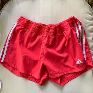 Adidas Pacer Original 3 Stripe High Waisted Elastic Waist Pink Shorts Large